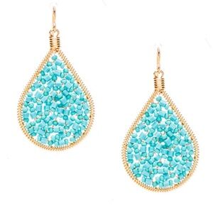 Gold Plated Turquoise Seed Bead Earrings